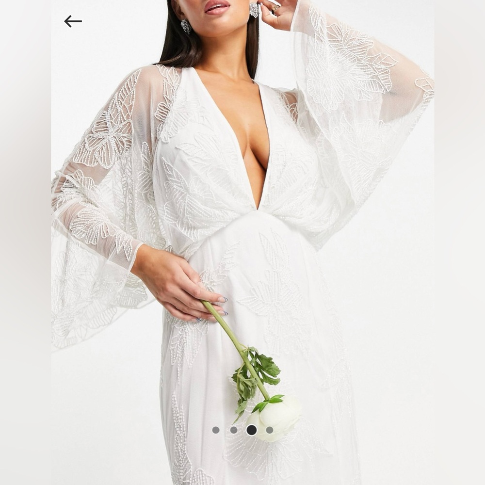 ASOS Aria Kimono Sleeve Wedding Dress with floral embellishment